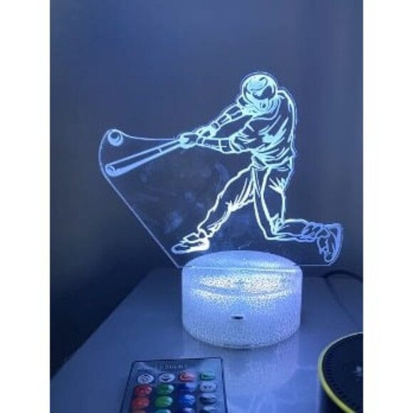 New Baseball Man 3D Lamp Night Light with Remote & Touch Control,Multiple Colour - Picture 1 of 1